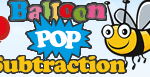 Pop the balloons to answer subtraction questions. 3 levels available.