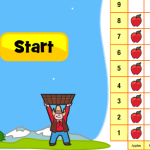 Data – Move your mouse to help the farmer catch the falling fruit. Record it on a bar graph and count the total amount of fruit collected.