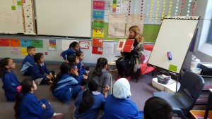 Mrs S reading 'The Perfect Square'