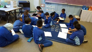 Engaged in a maths challenge!